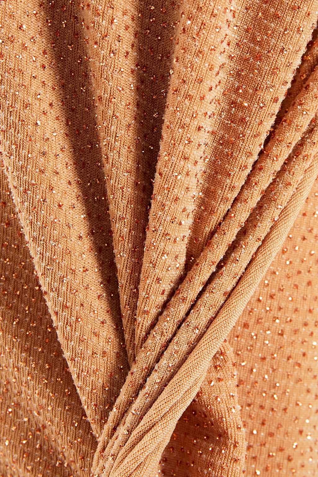 JUST CAVALLI Ruched glitter-embellished stretch-knit mini dress