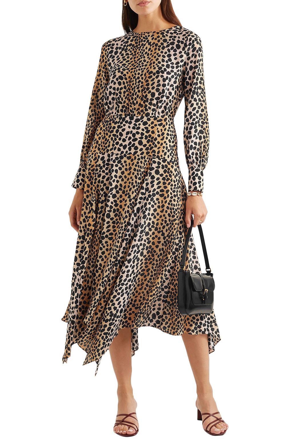 RIXO Elsa leopard-print crepe de chine midi dress