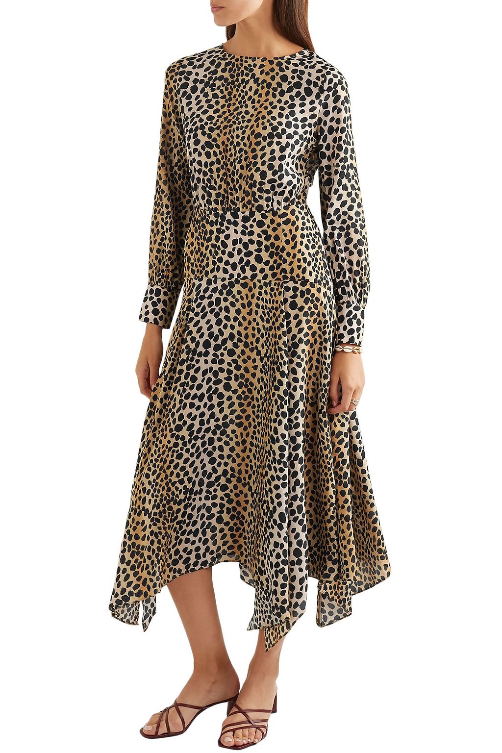 RIXO Elsa leopard-print crepe de chine midi dress