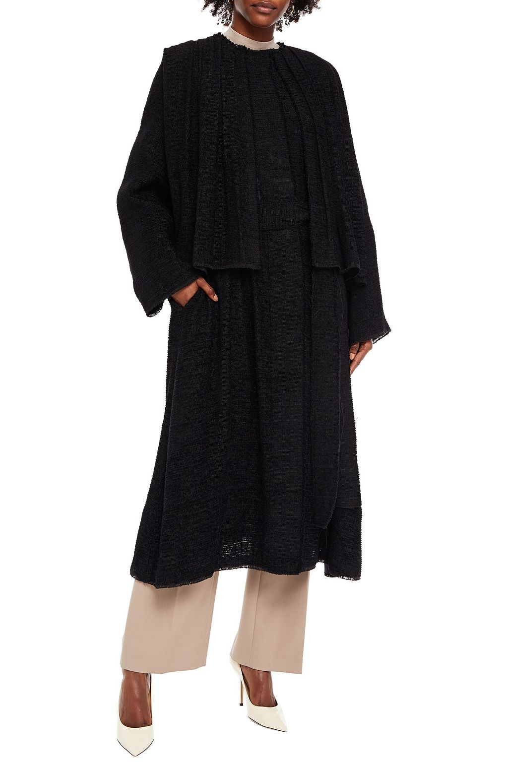 THE ROW Pretcher layered frayed bouclé-tweed coat