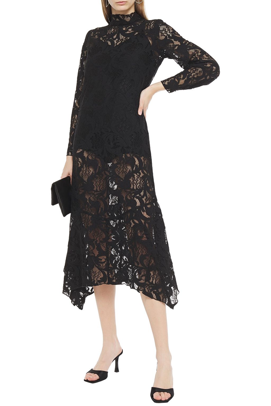 RODEBJER Ode asymmetric cotton-blend corded lace midi dress
