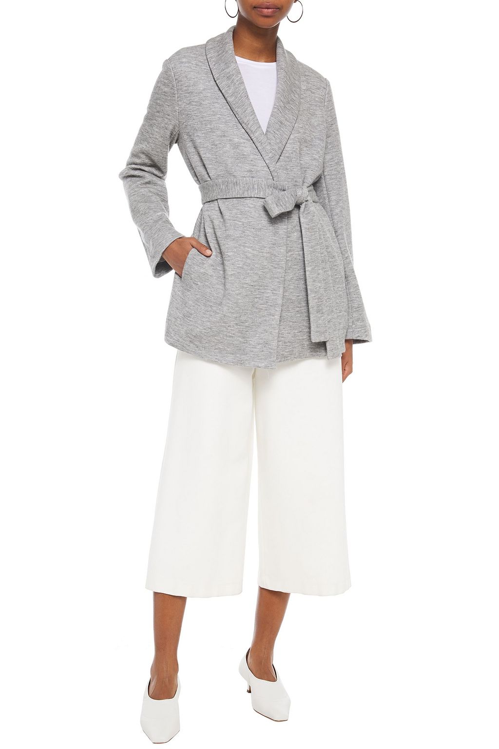 THE ROW Bruna belted mélange cashmereblend jersey jacket THE