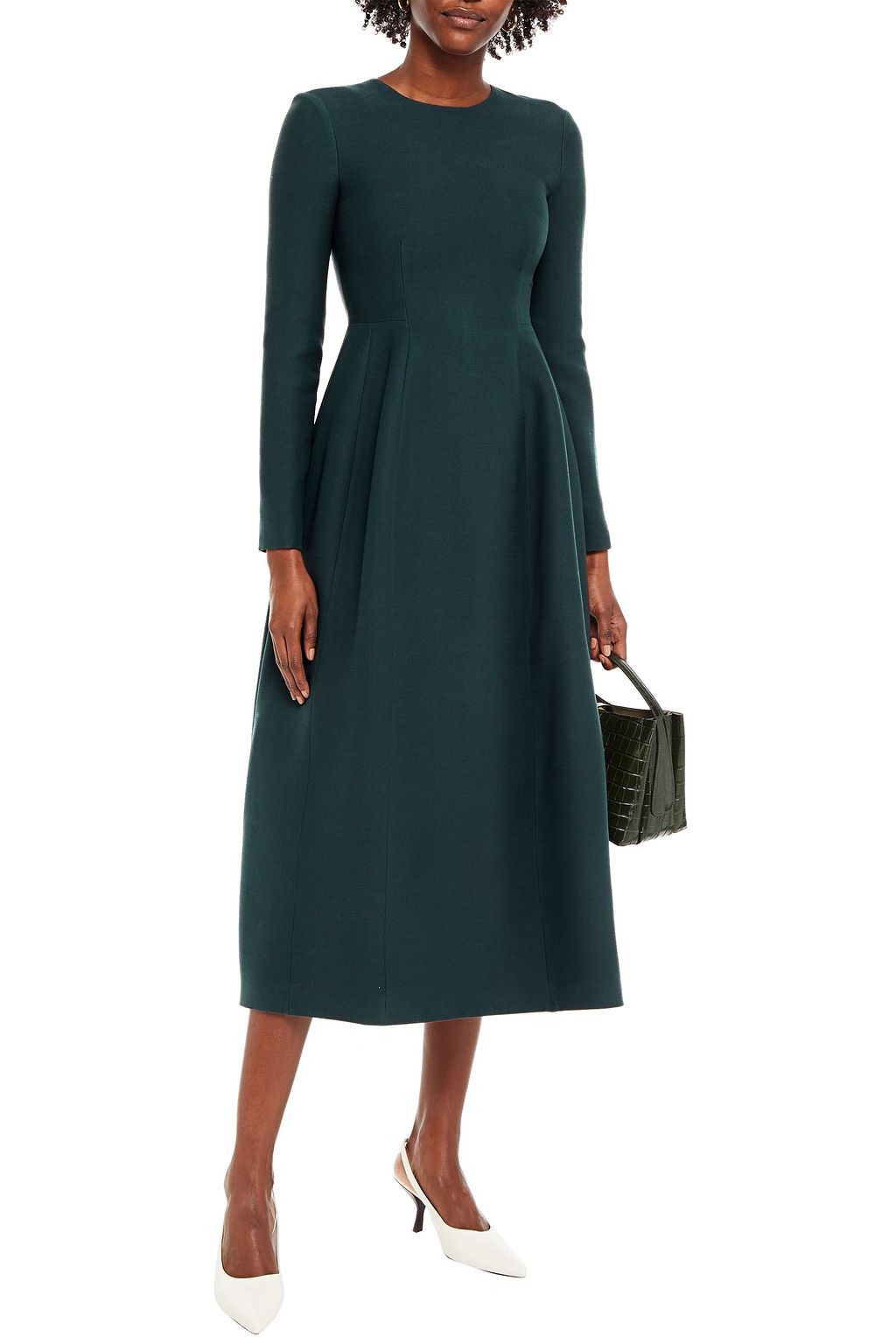 THE ROW Lorna pleated wool and silk-blend midi dress