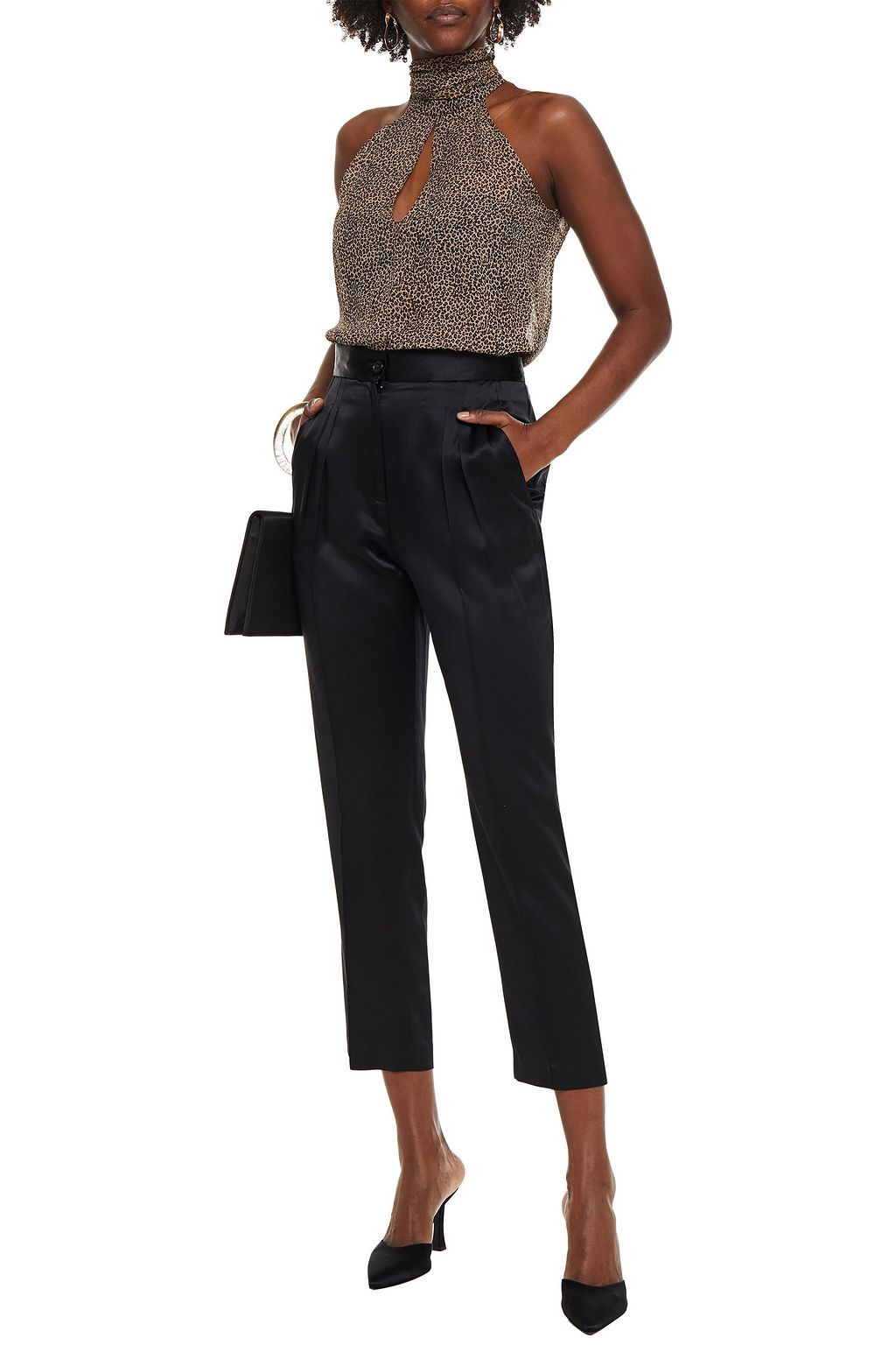 NILI LOTAN Ceyda bow-detailed leopard-print silk-georgette top