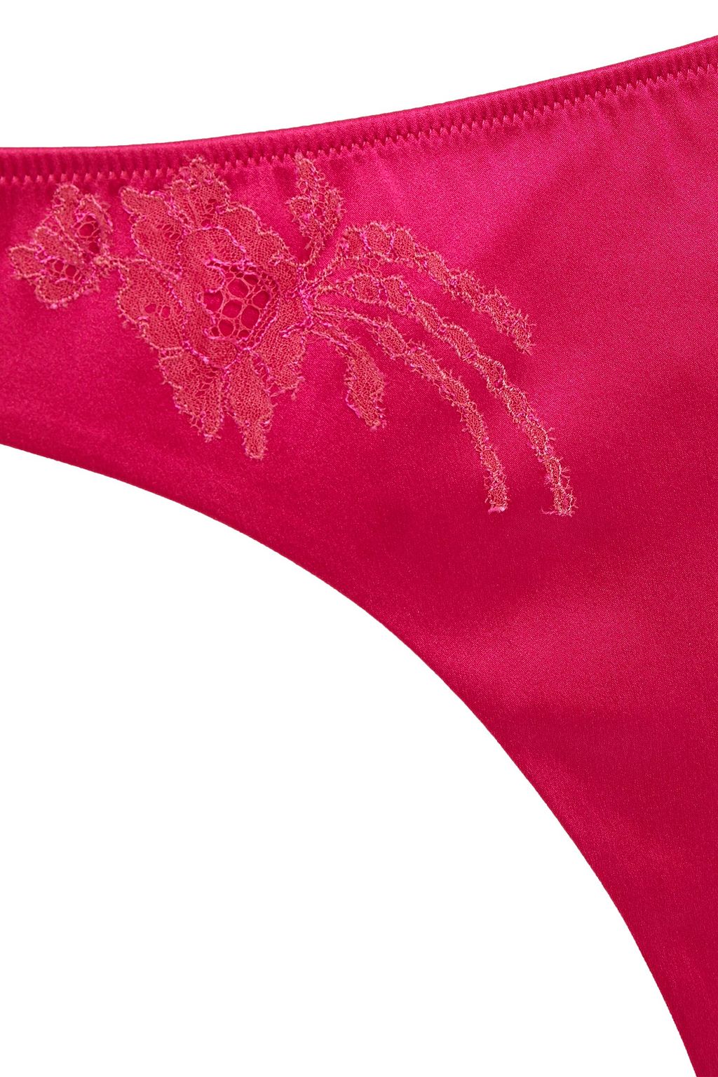 CARINE GILSON Lace-trimmed stretch-silk satin thong