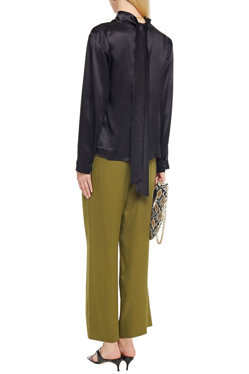 LE KASHA Kizil draped silk-satin blouse
