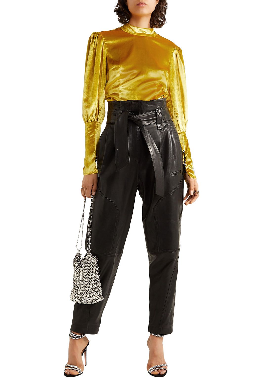 DE LA VALI Gathered velvet top
