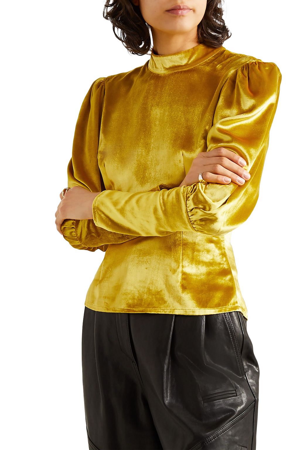 DE LA VALI Gathered velvet top