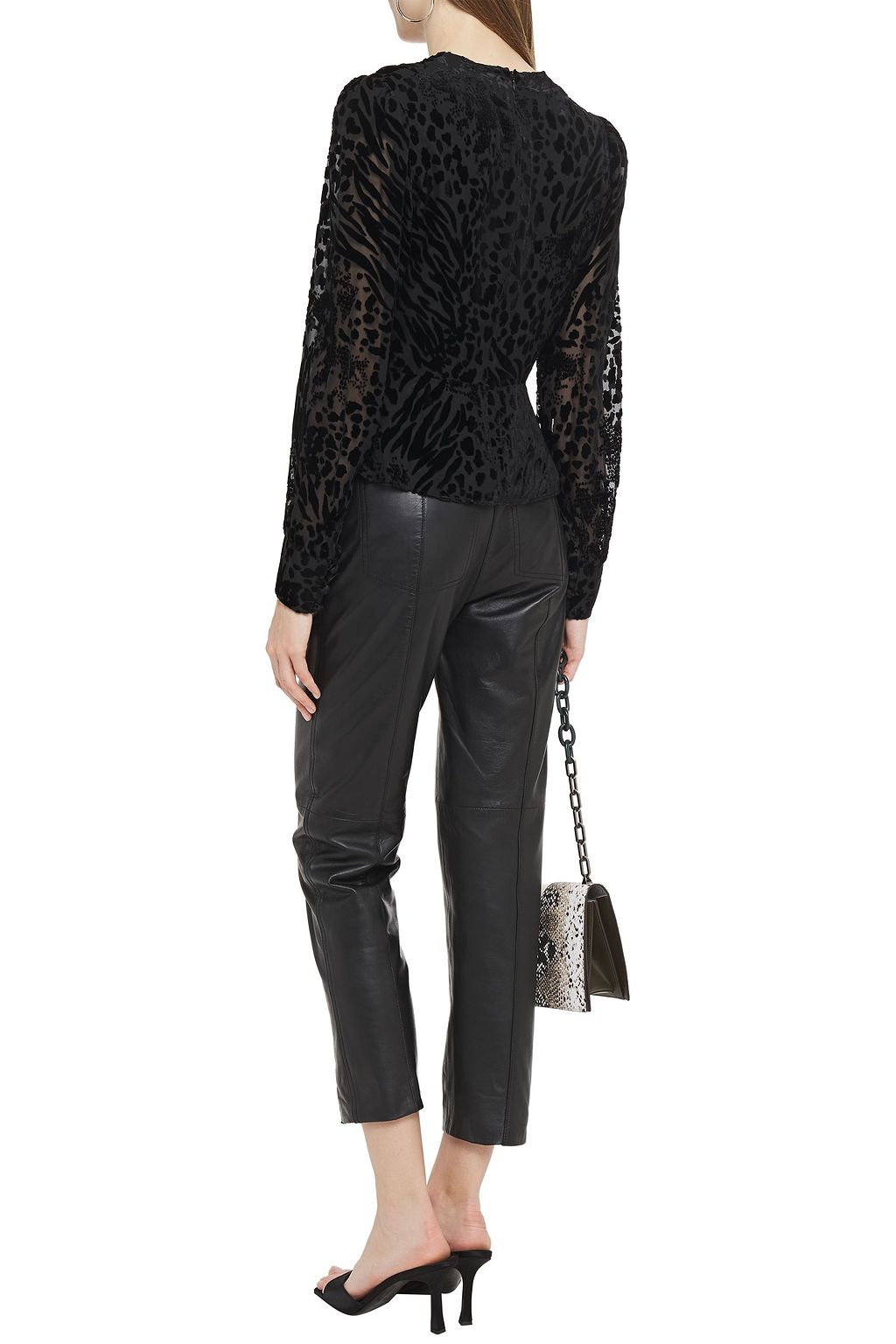 VERONICA BEARD Giacomo ruched devoré-velvet peplum top