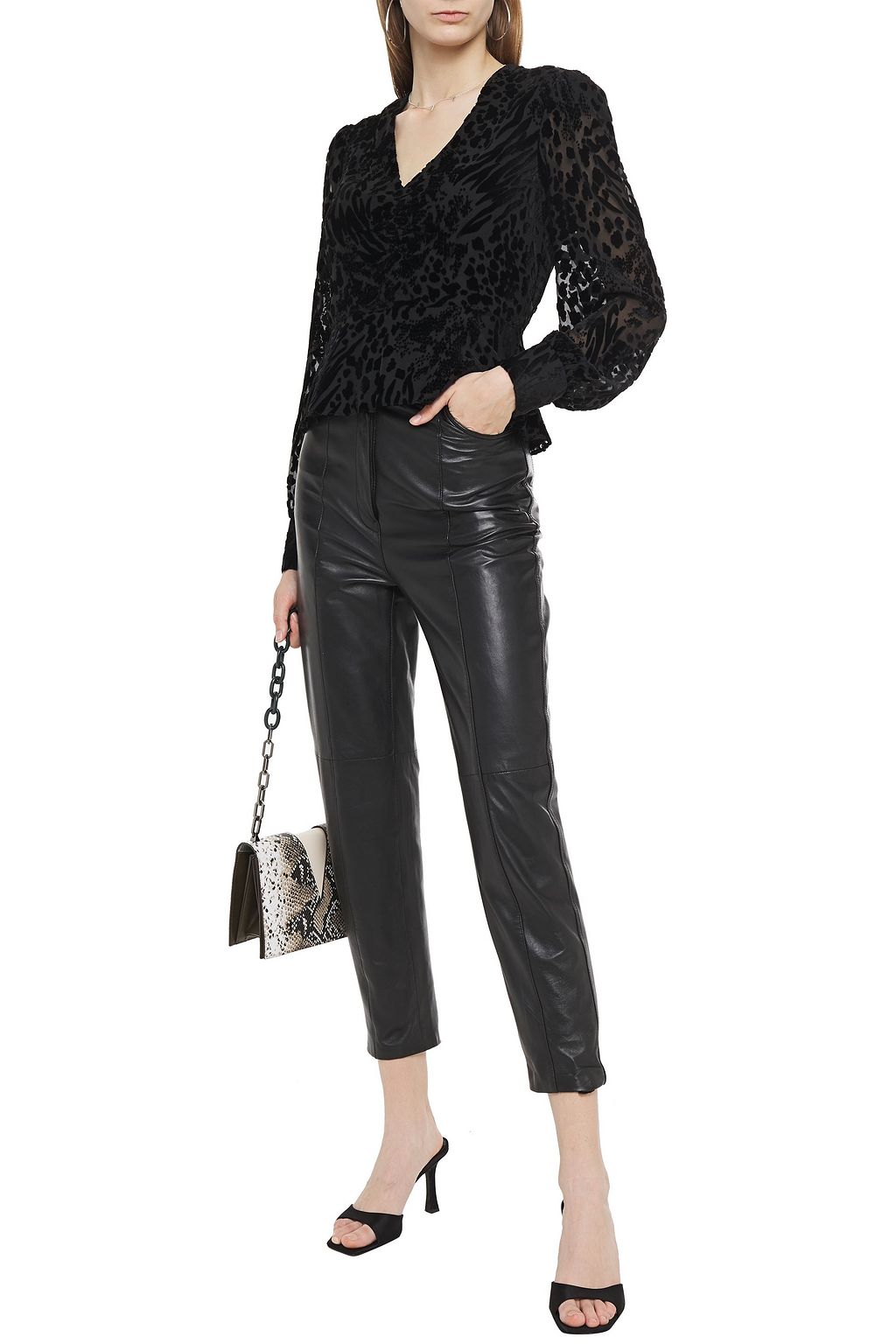 VERONICA BEARD Giacomo ruched devoré-velvet peplum top