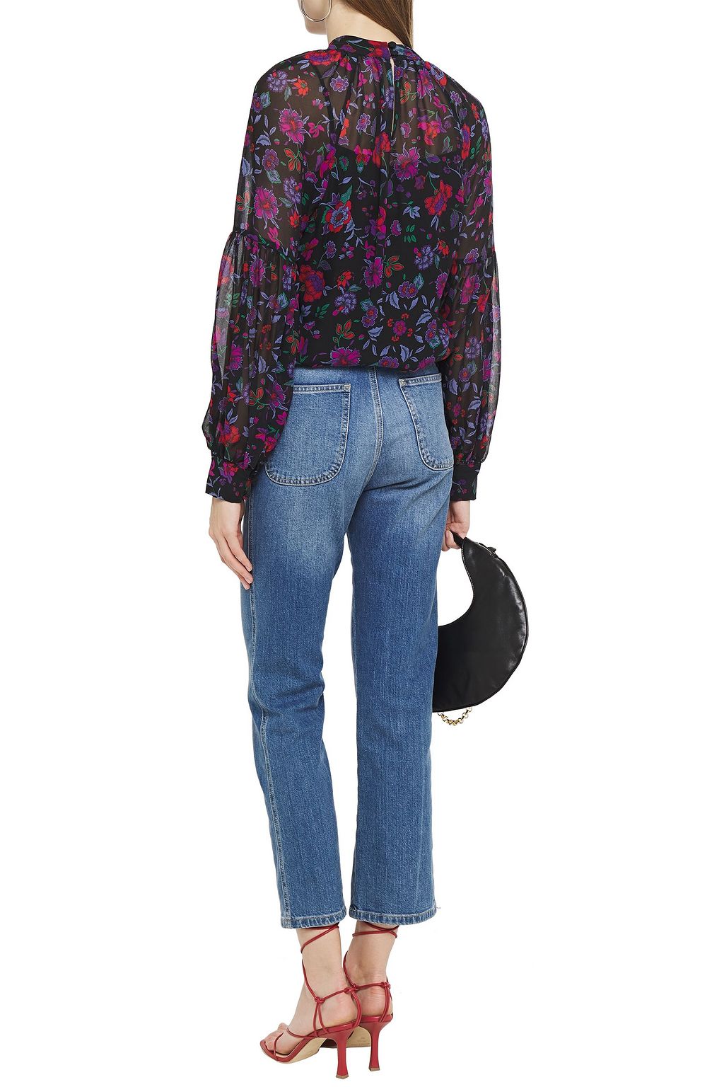 VERONICA BEARD Cicely gathered floral-print silk-chiffon blouse