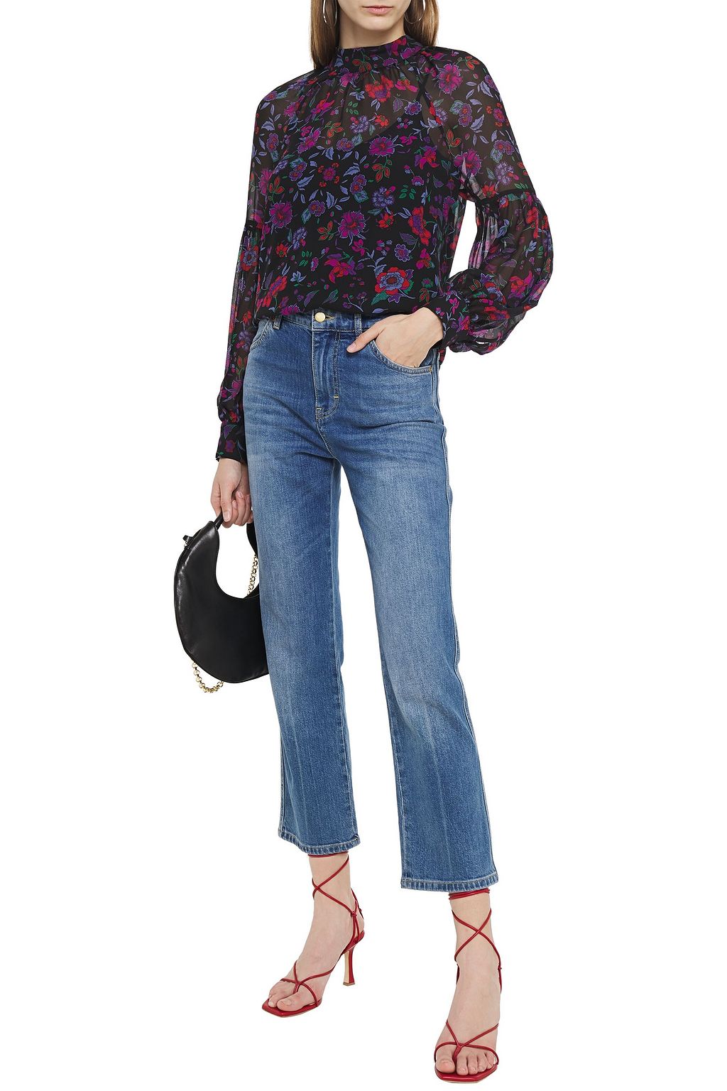 VERONICA BEARD Cicely gathered floral-print silk-chiffon blouse
