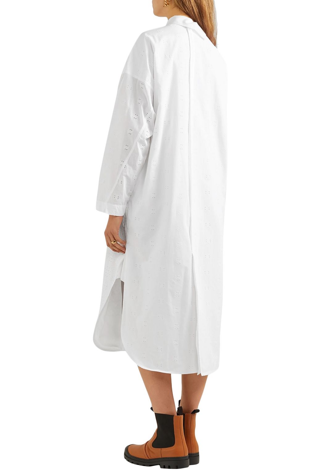 LOEWE Broderie anglaise cotton and linen midi dress