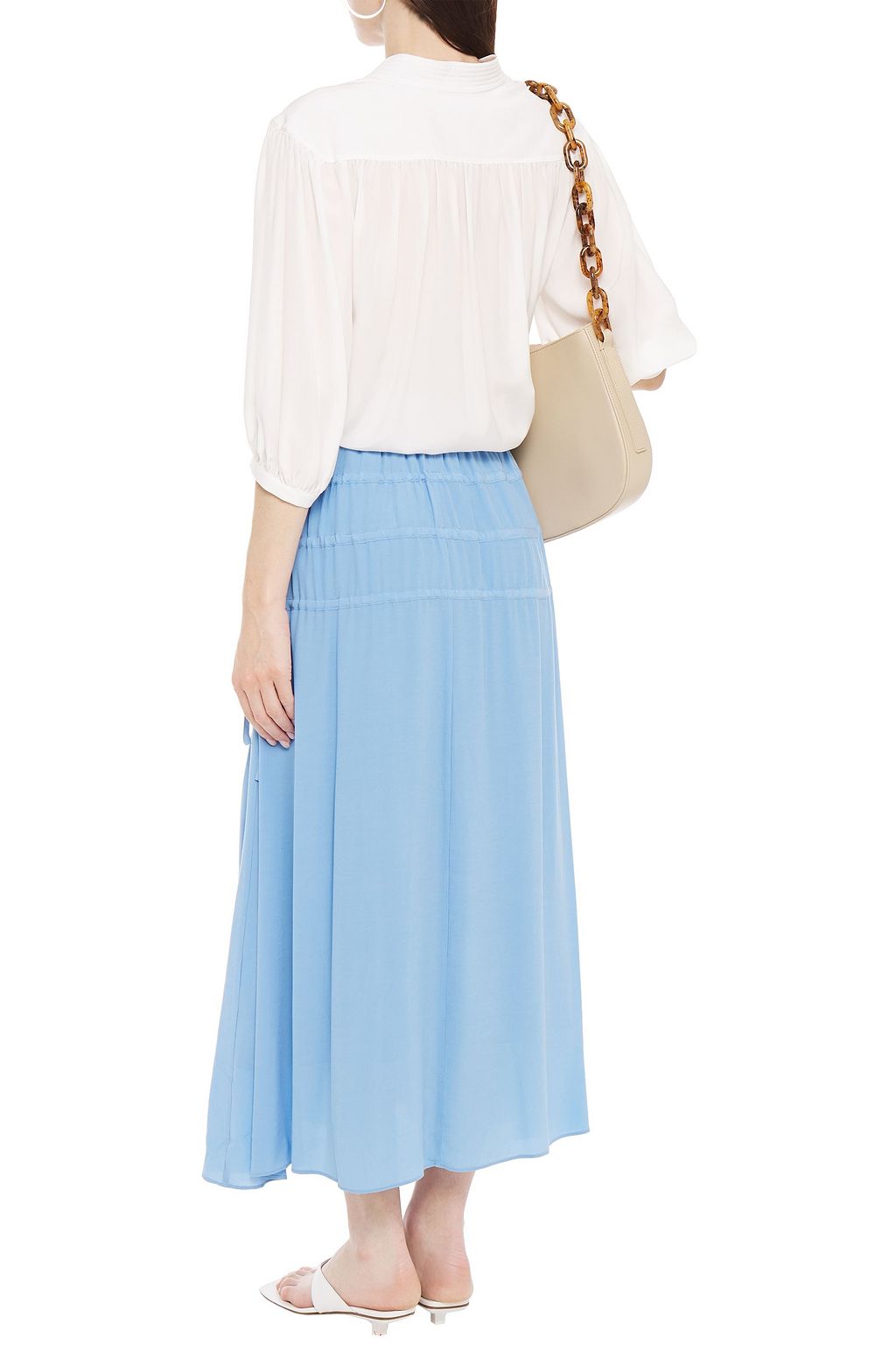 RODEBJER Crepe de chine midi skirt