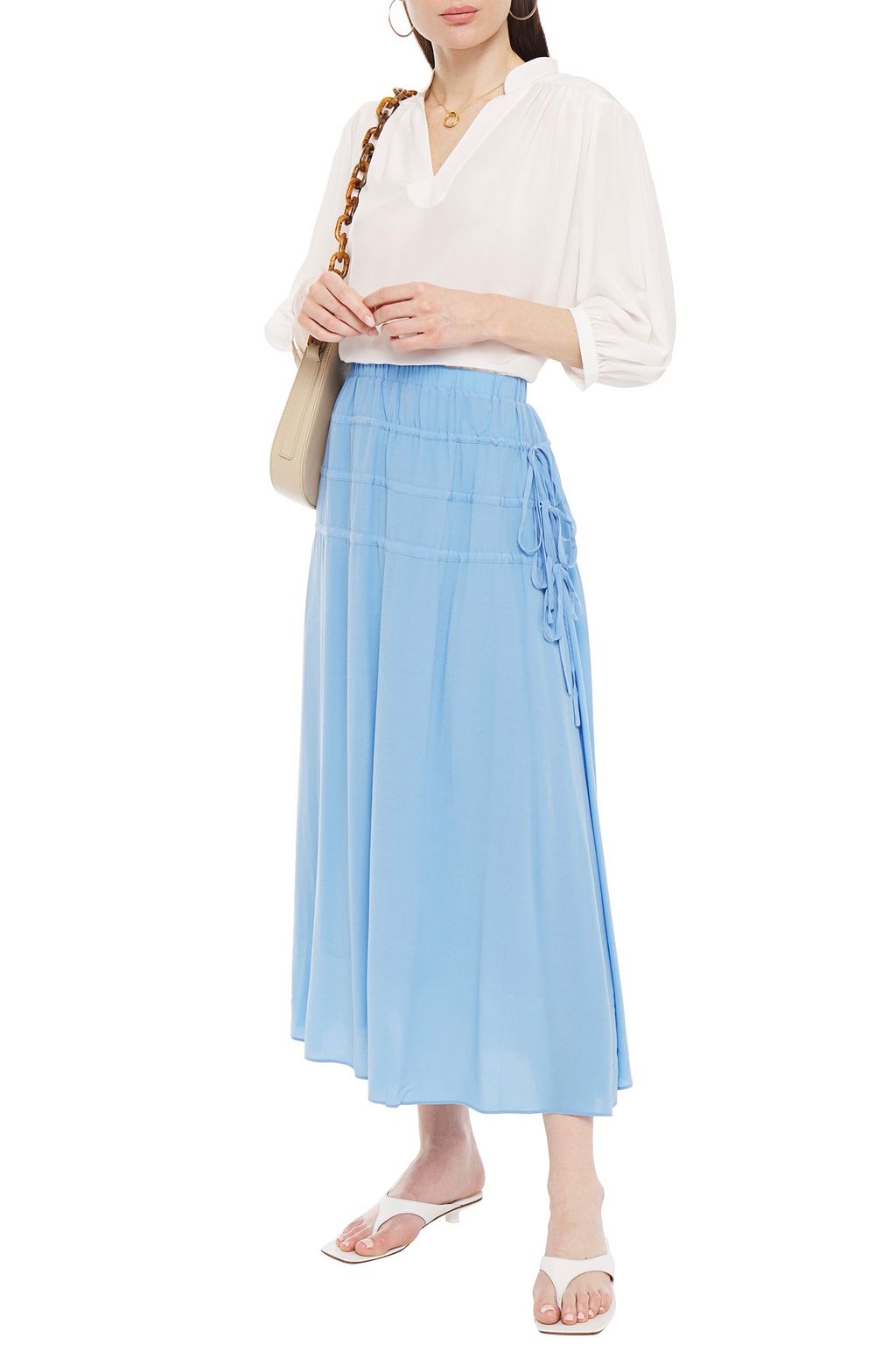 RODEBJER Crepe de chine midi skirt