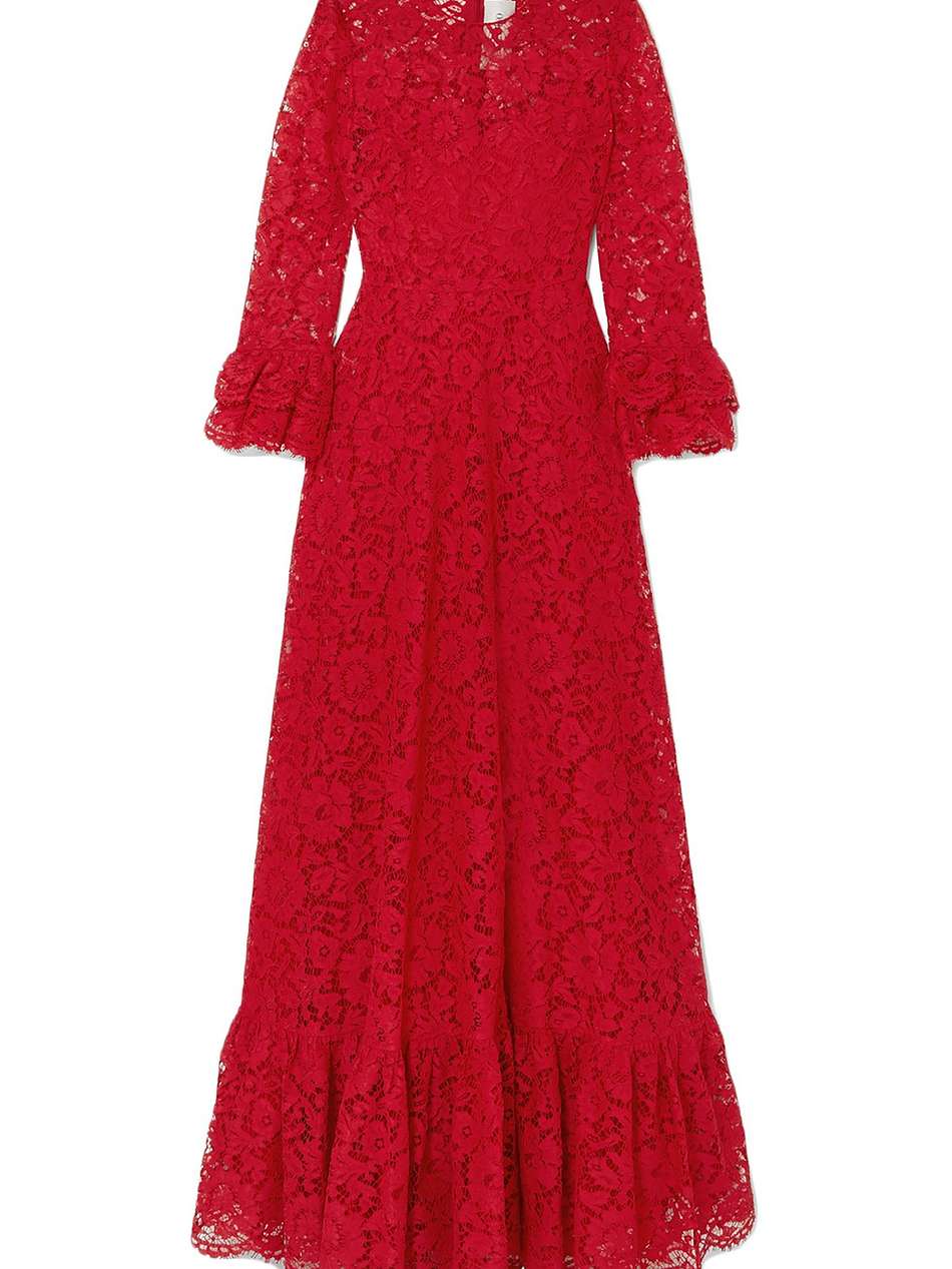 ruffled corded lace gown