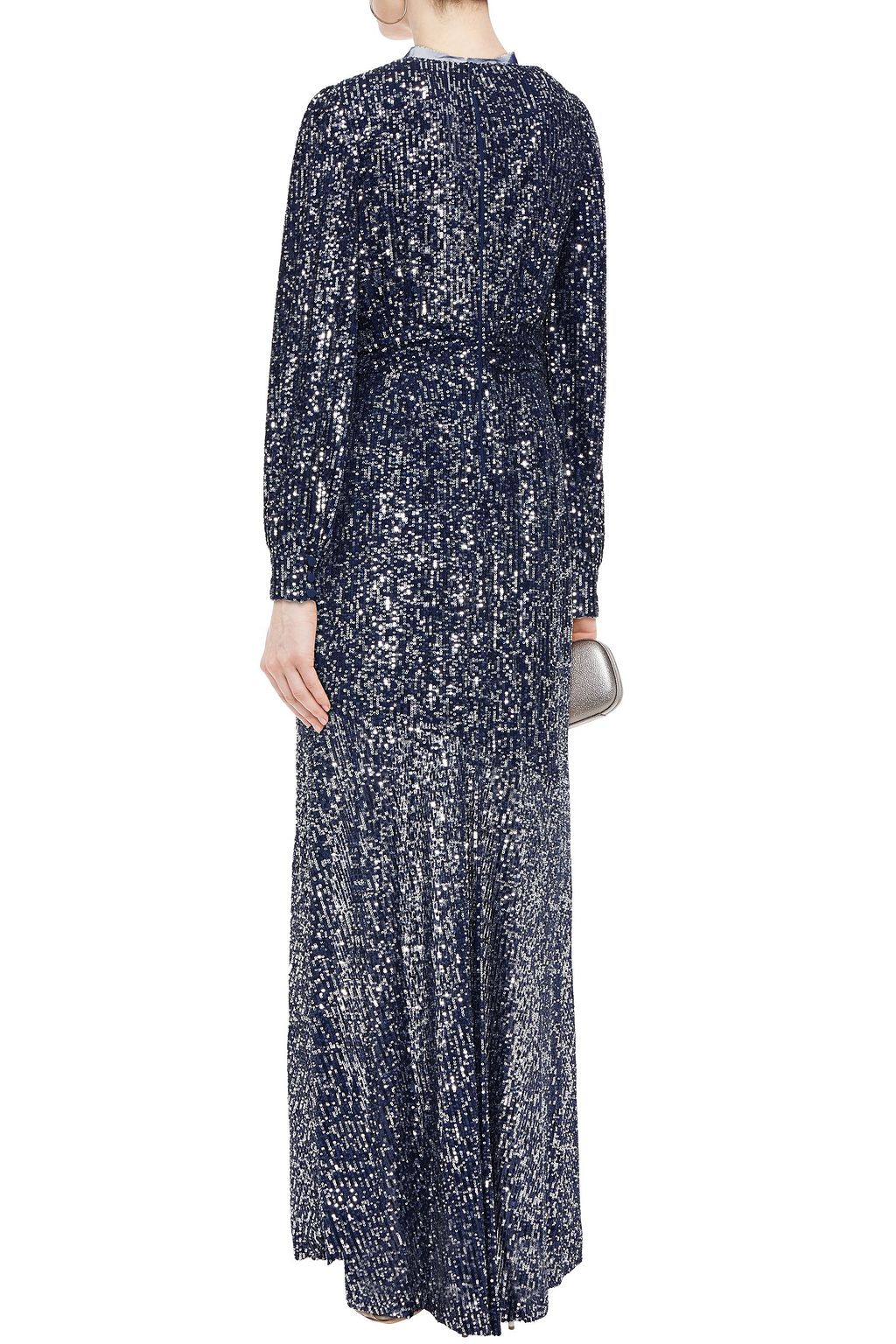 RACHEL ZOE Ruched sequined tulle gown