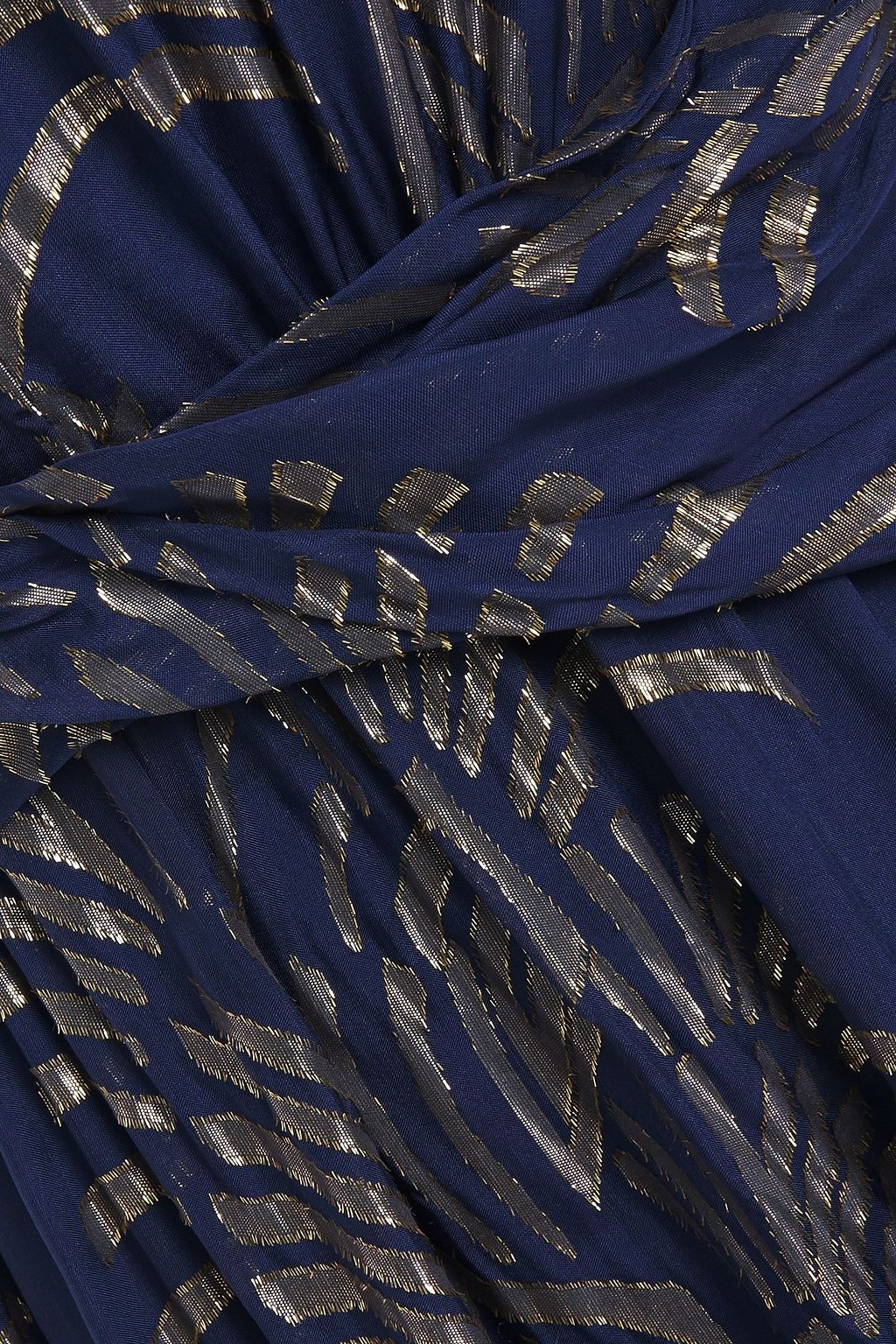 RACHEL ZOE Ruffled metallic fil coupé chiffon gown