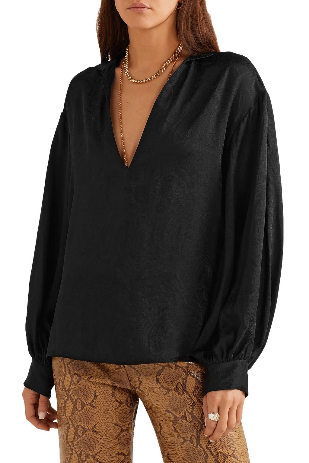 NILI LOTAN Joey silk-jacquard blouse