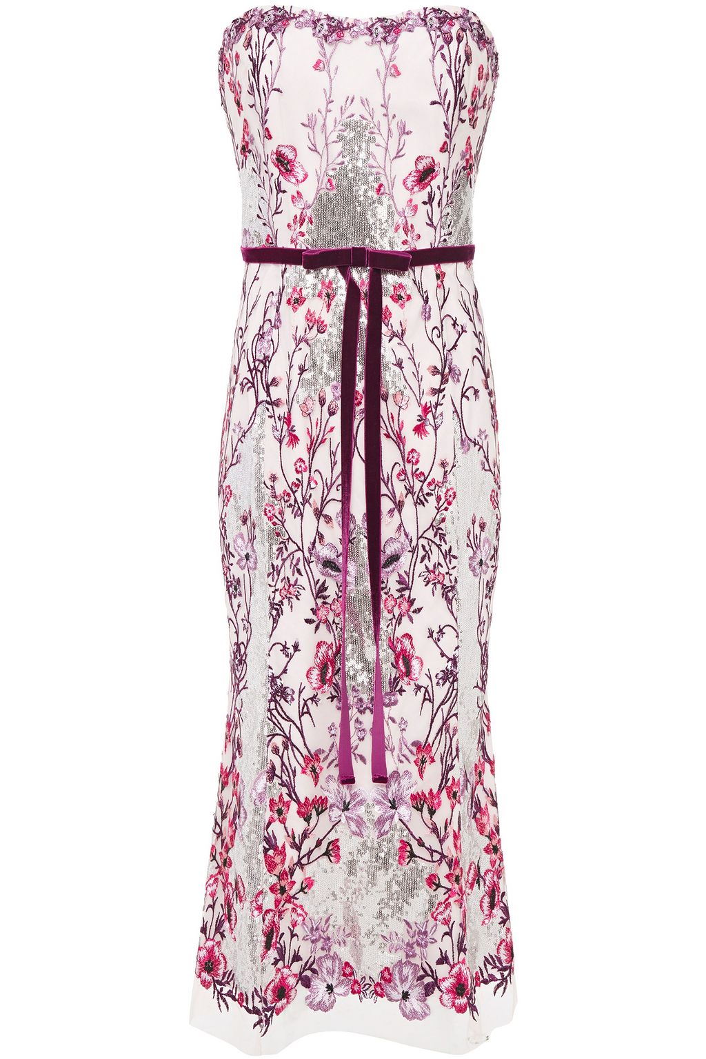 Fliederfarben Tragerloses Midikleid Aus Tull Mit Stickereien Und Verzierung Sale Bis Zu 70 Marchesa Notte The Outnet Marchesa Notte The Outnet