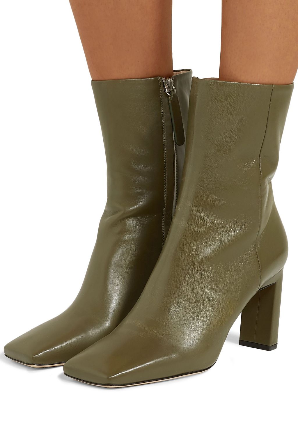WANDLER Isa crinkled patent-leather ankle boots