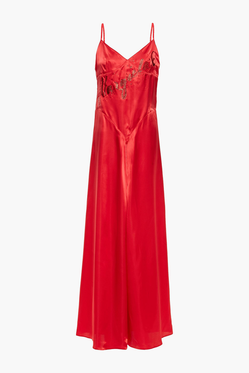 Mm6 Maison Margiela Woman Glitter-embellished Satin Maxi Dress Red Size 40
