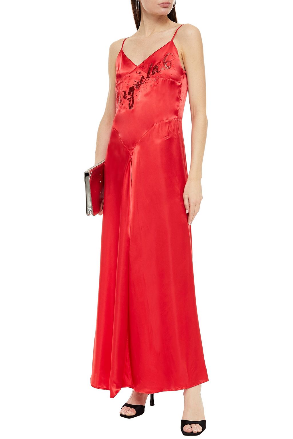 MM6 MAISON MARGIELA Glitter-embellished satin maxi dress