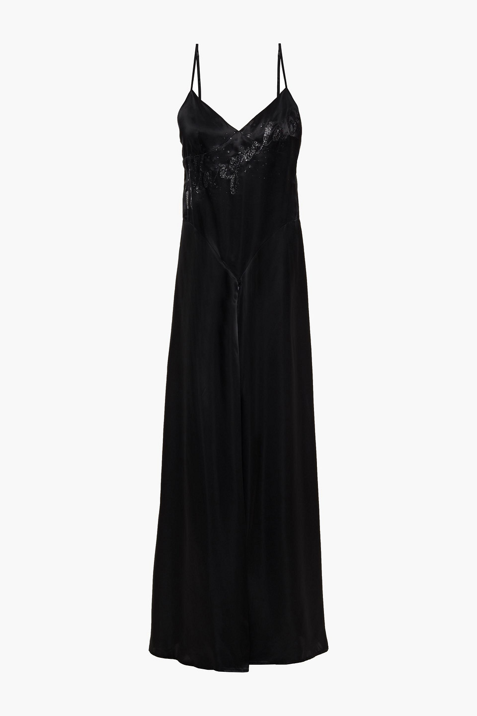 Mm6 Maison Margiela Woman Glitter-embellished Satin Maxi Dress Black Size 40