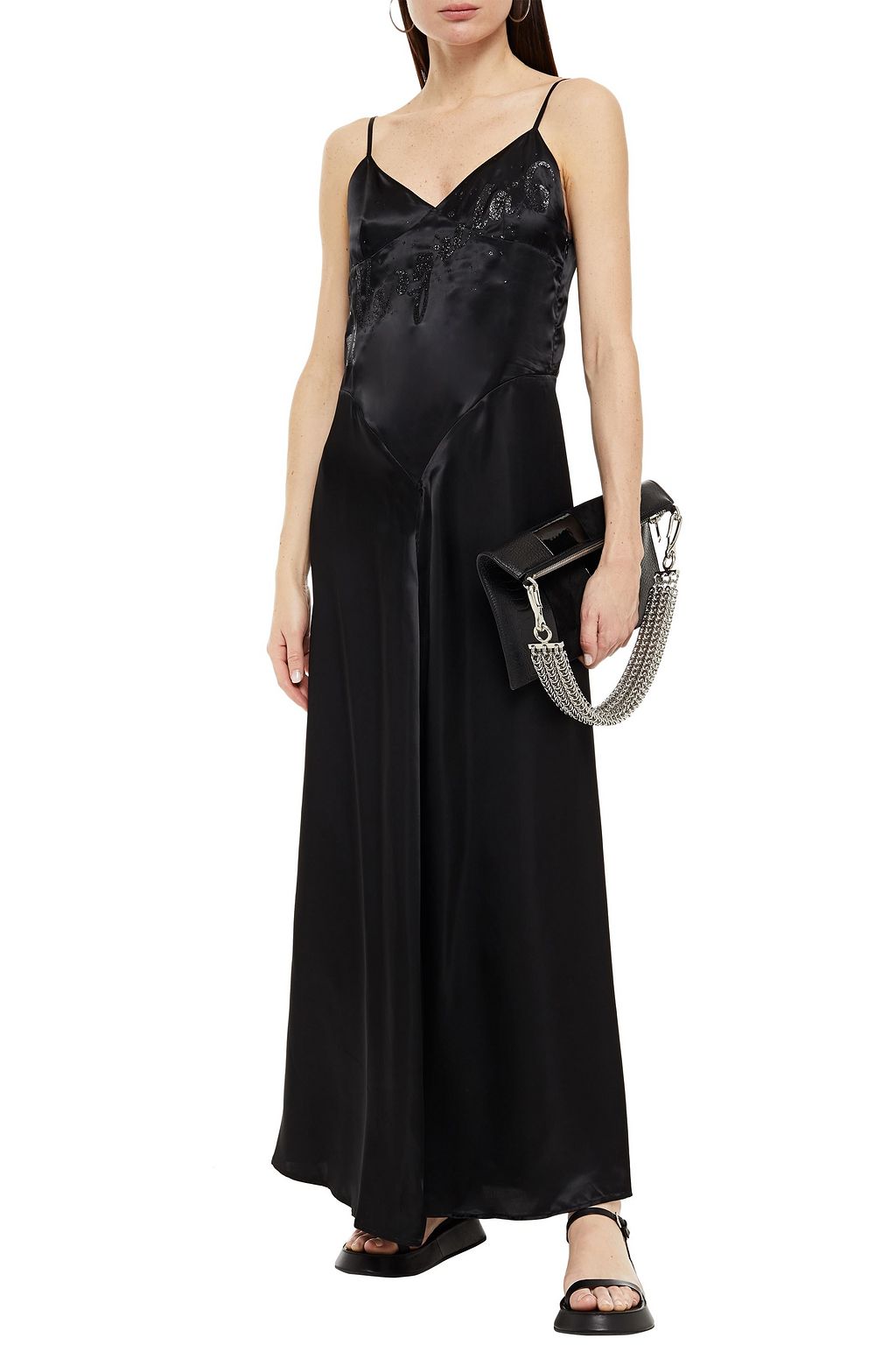 MM6 MAISON MARGIELA Glitter-embellished satin maxi dress