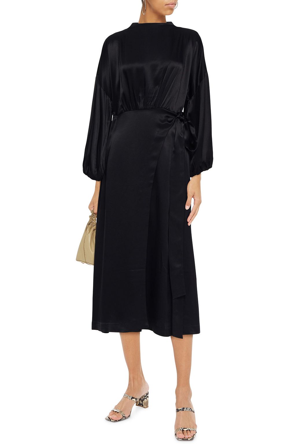 RODEBJER Indio wrap-effect satin midi dress