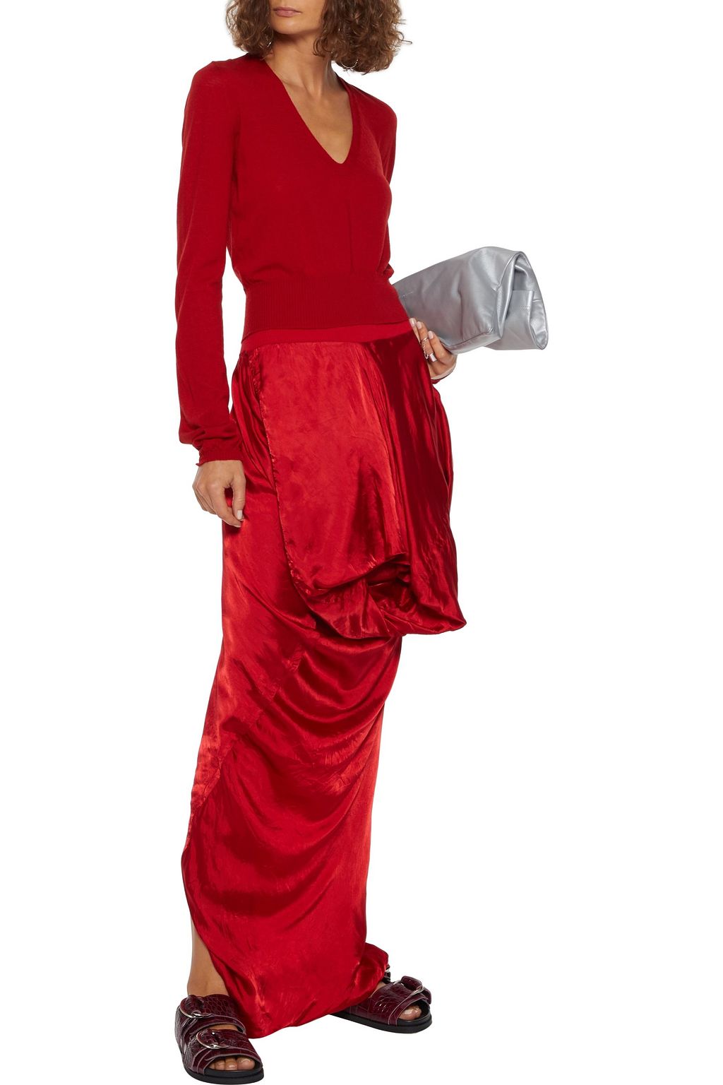 RICK OWENS Draped cupro maxi skirt
