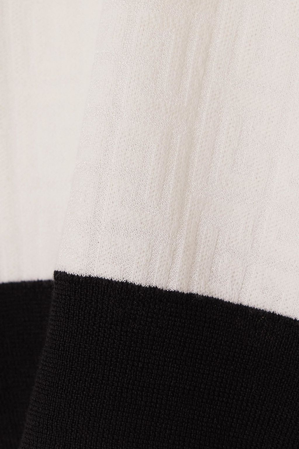 BALMAIN Cropped two-tone jacquard-knit wool-blend top