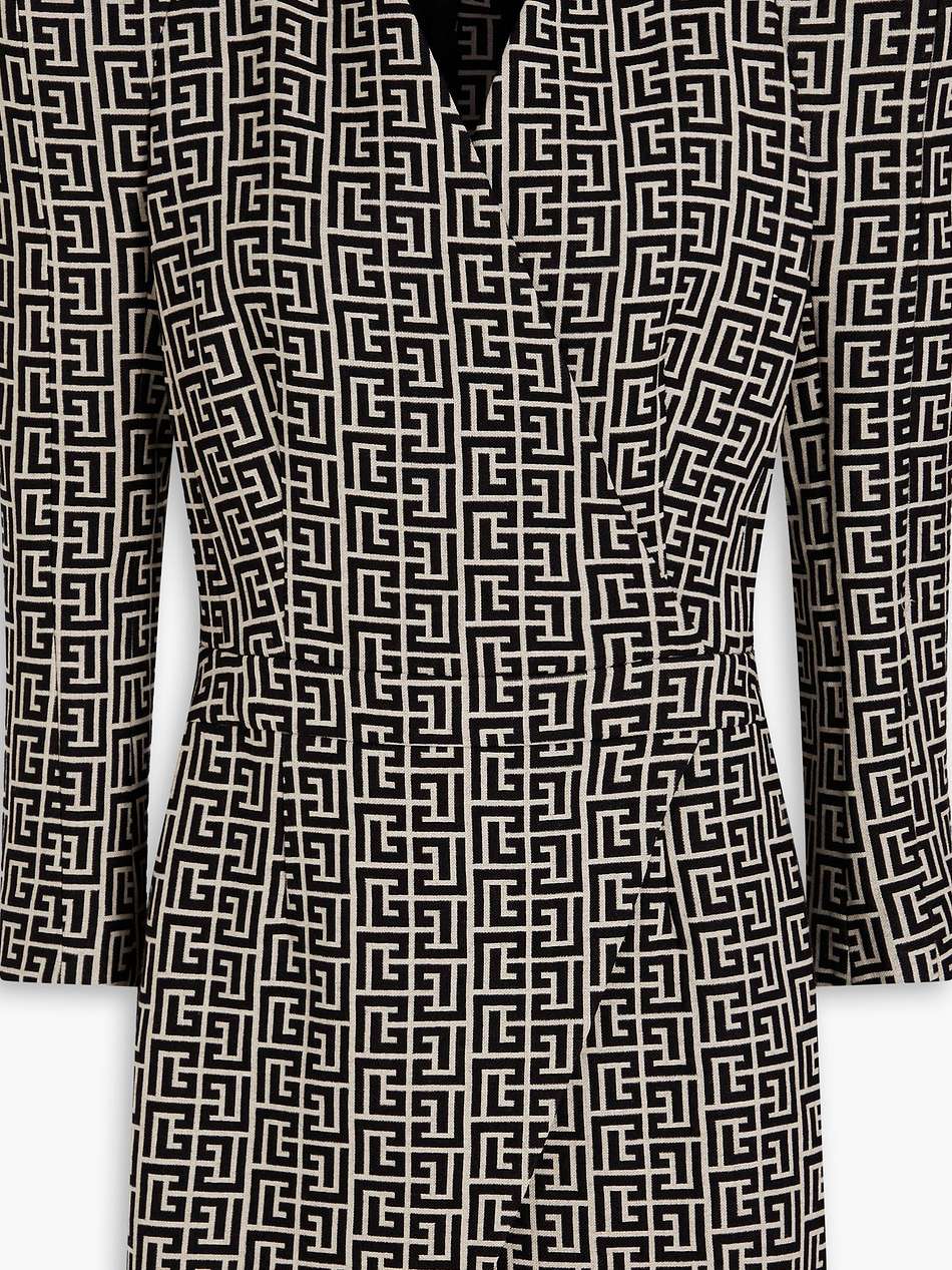 wrap-effect wool-jacquard mini dress