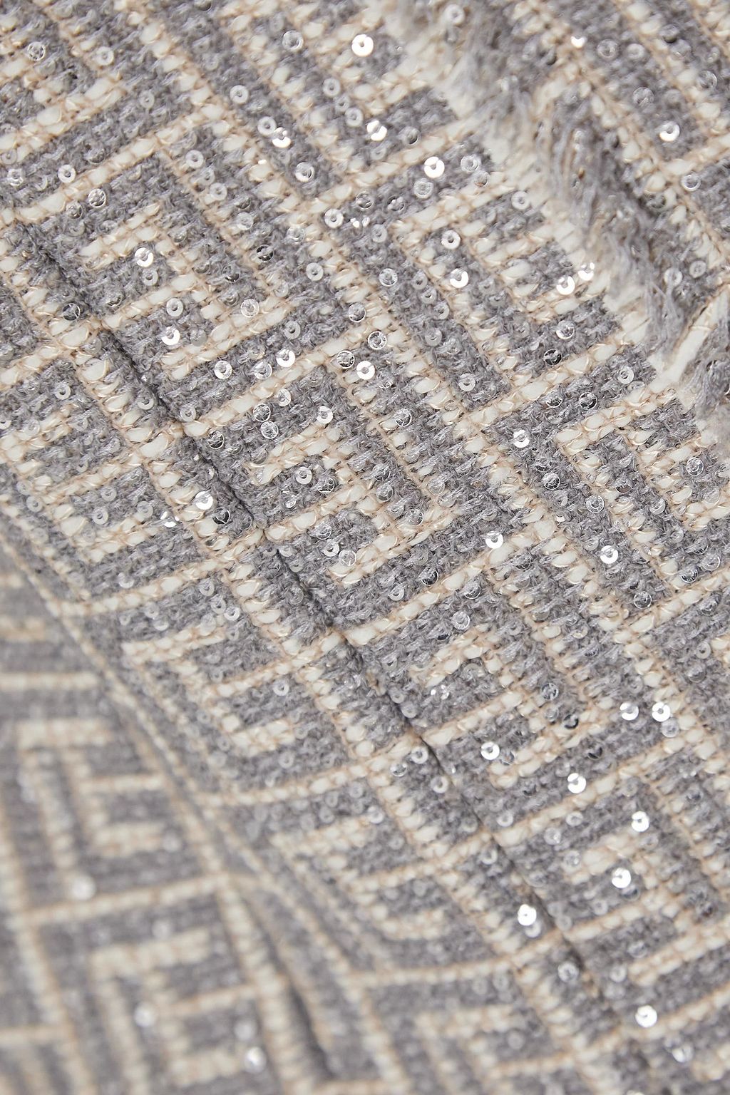 BALMAIN Fringed sequin-embellished tweed blazer