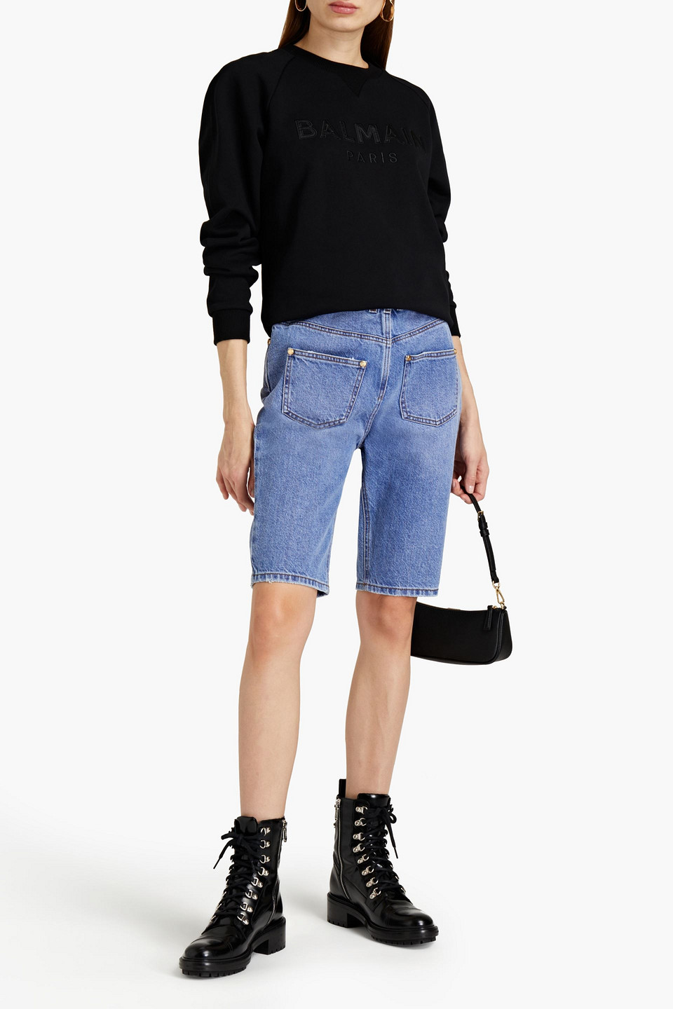 Balmain Denim Shorts In Light Denim