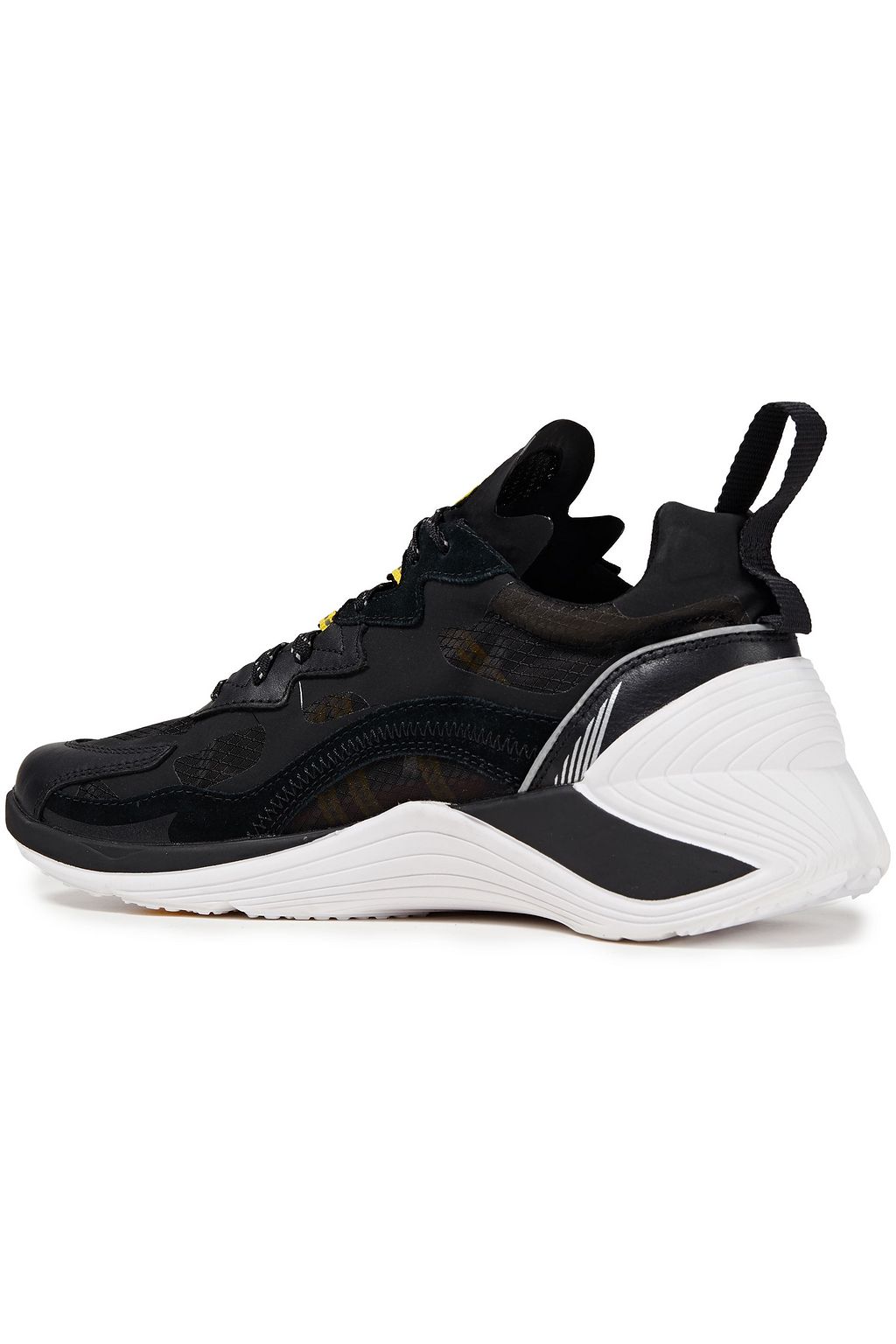 MCQ ALEXANDER MCQUEEN Leather, mesh and suede sneakers