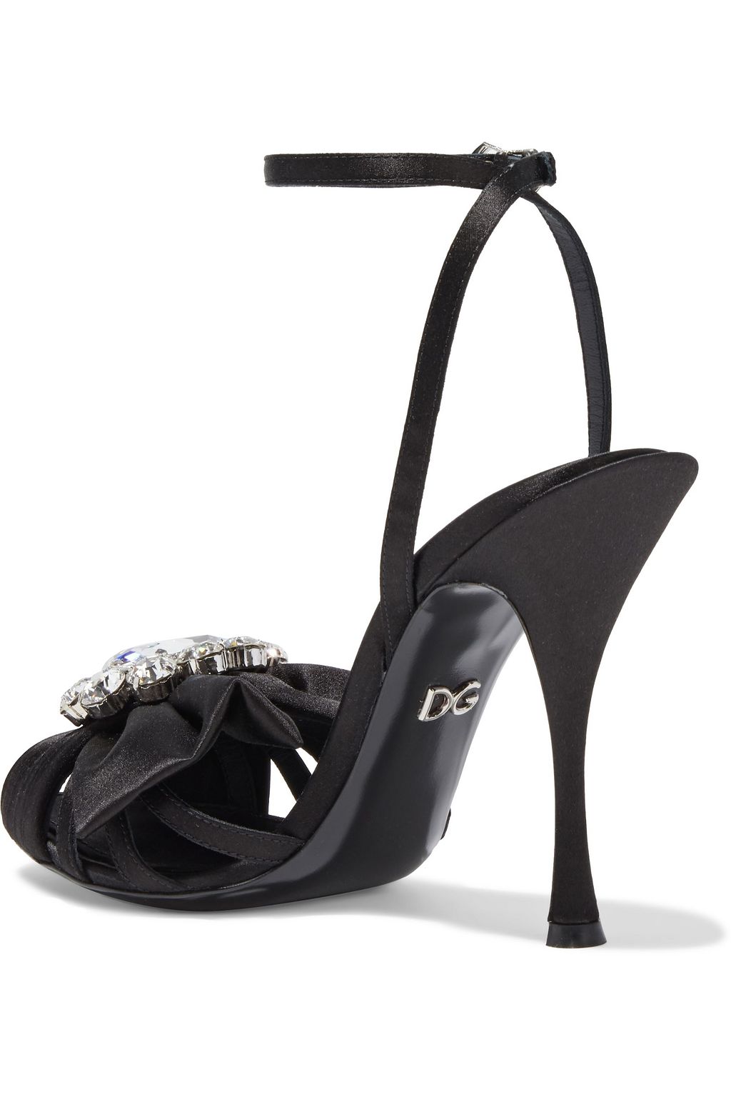 Black Crystal-embellished satin sandals | Sale up to 70% off | THE ...