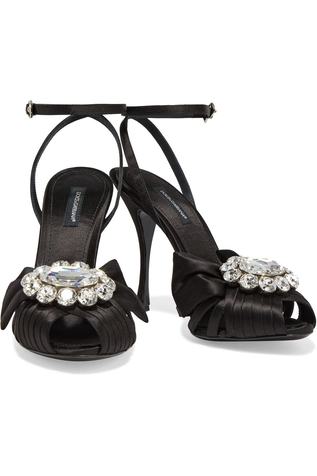 DOLCE&GABBANA Bette 110 crystal-embellished satin sandals