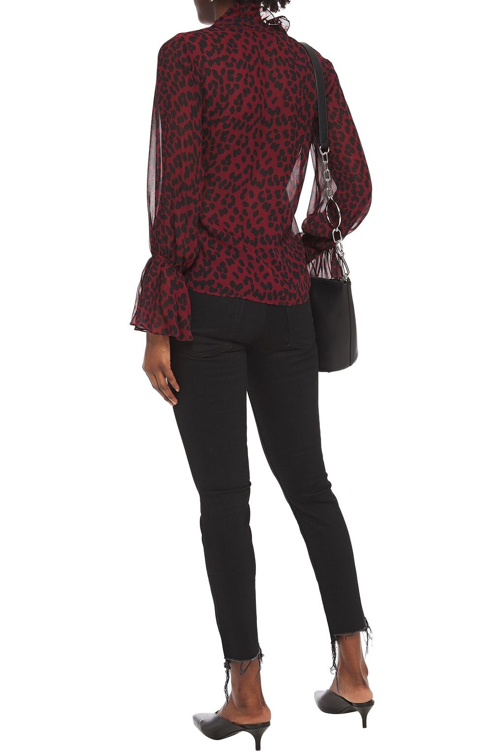 NILI LOTAN Demi ruffle-trimmed snake-print silk-chiffon blouse