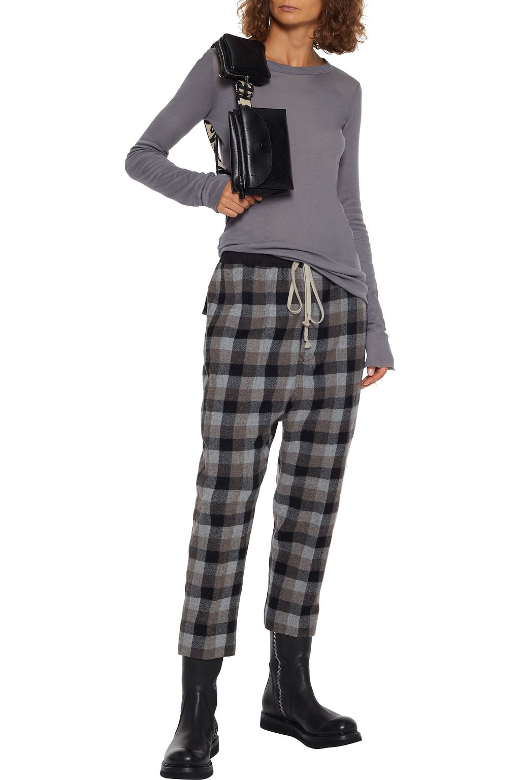 RICK OWENS Checked wool-flannel tapered pants