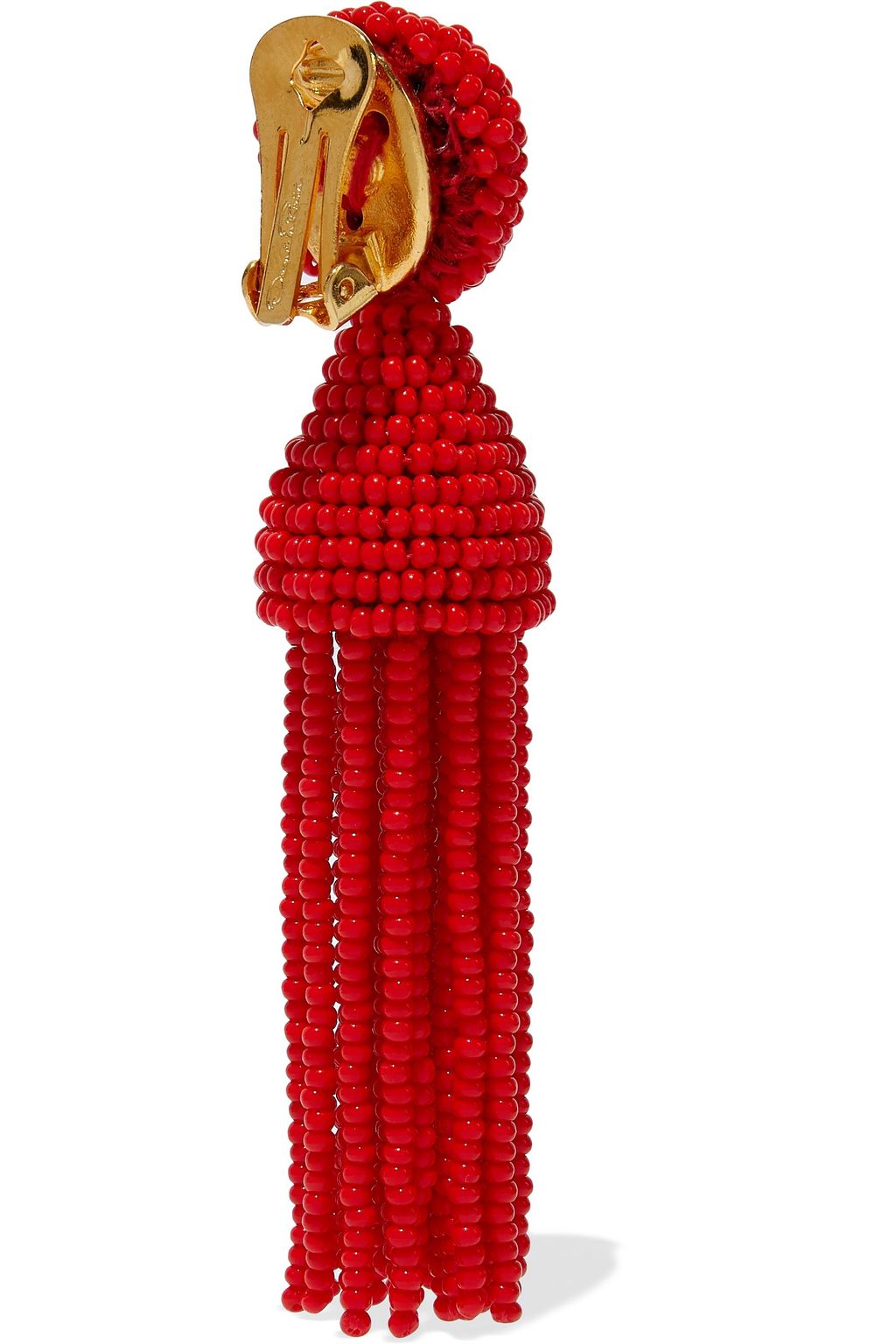 OSCAR DE LA RENTA Gold-tone beaded tassel clip earrings