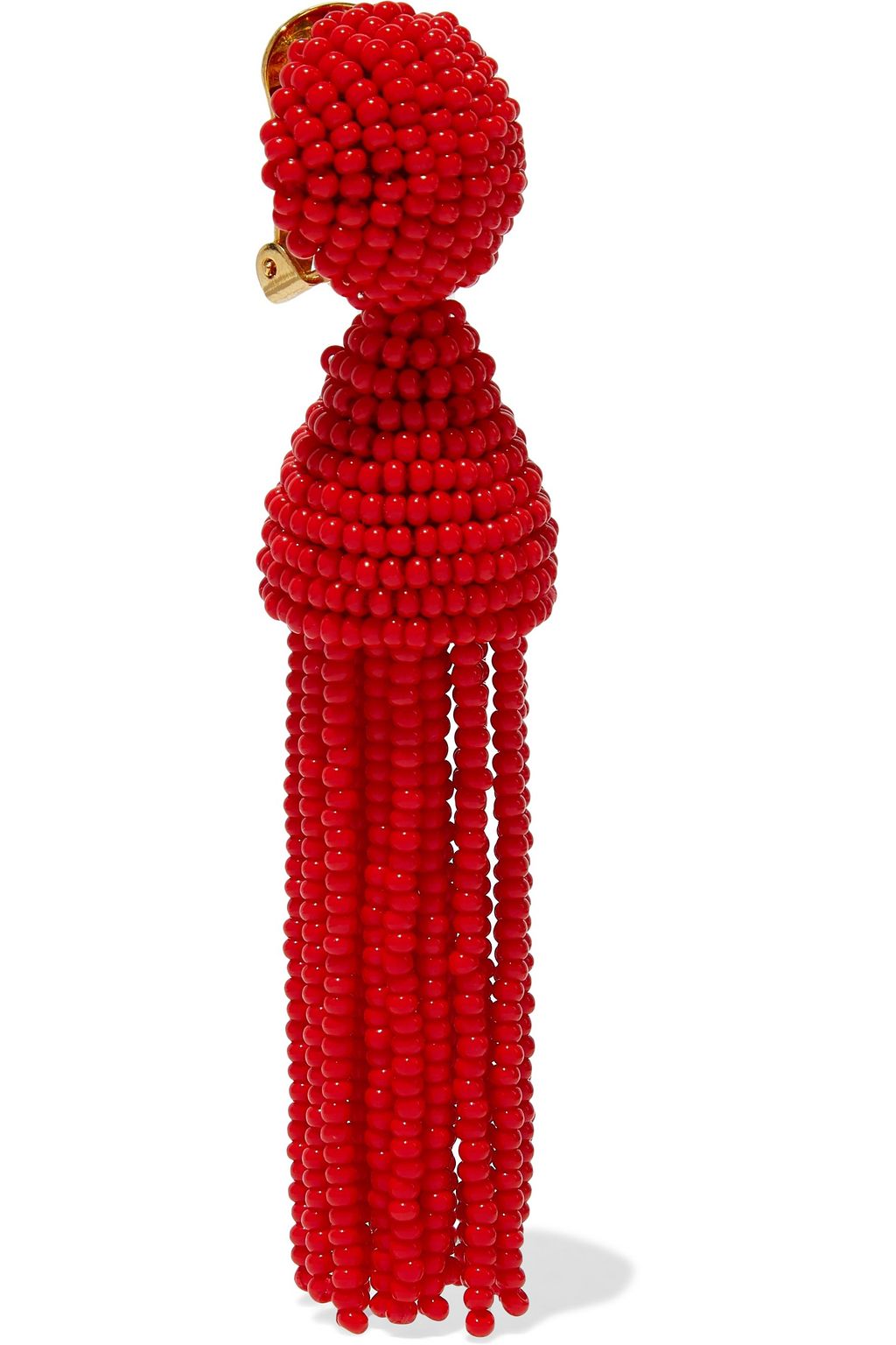 OSCAR DE LA RENTA Gold-tone beaded tassel clip earrings