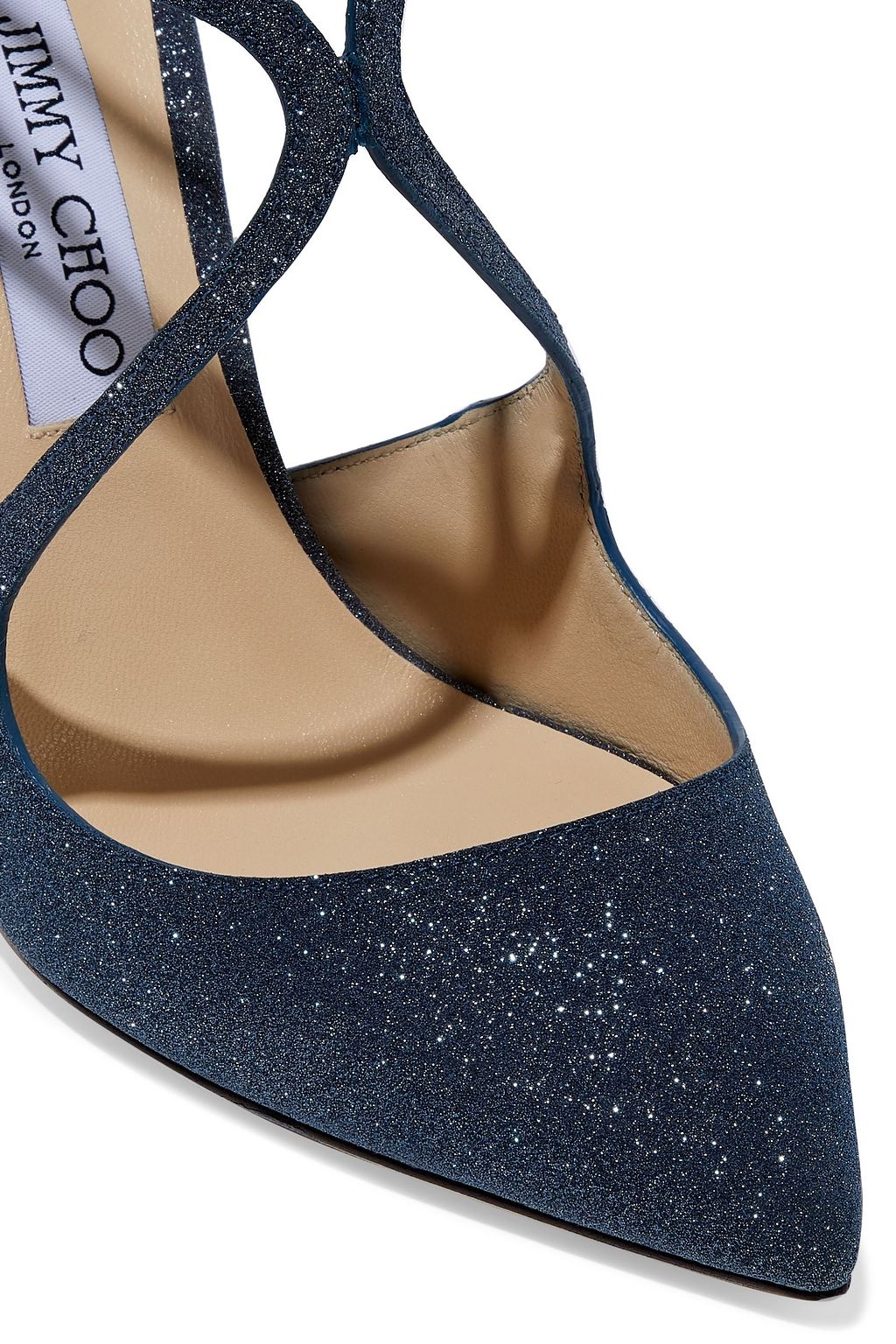 JIMMY CHOO Lancer 100 glittered leather pumps