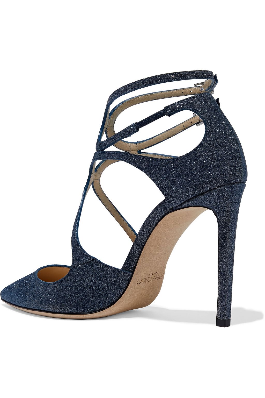 JIMMY CHOO Lancer 100 glittered leather pumps