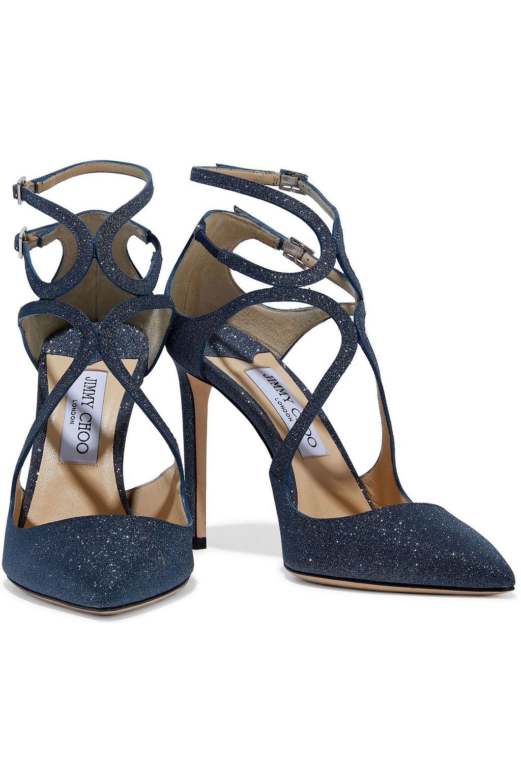 JIMMY CHOO Lancer 100 glittered leather pumps