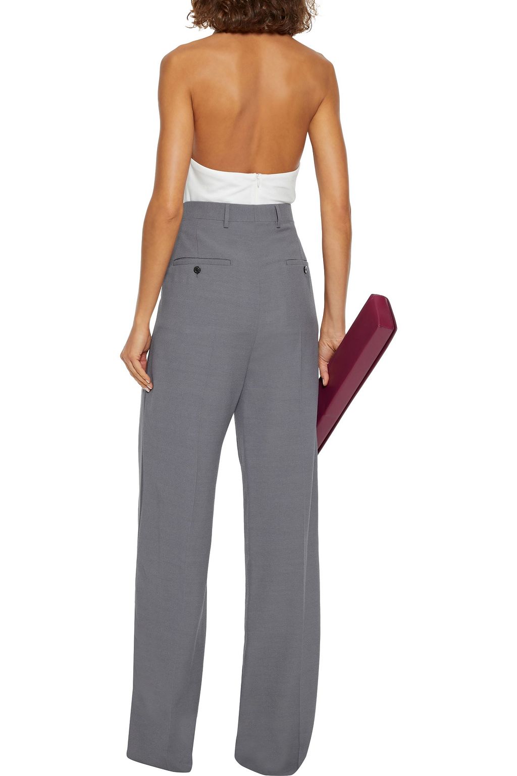 RICK OWENS Loose Tux satin-trimmed wool-blend crepe wide-leg pants