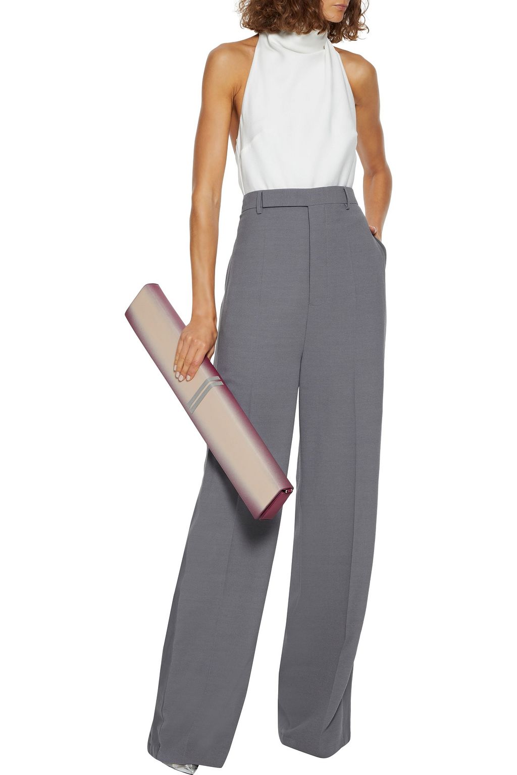 RICK OWENS Loose Tux satin-trimmed wool-blend crepe wide-leg pants