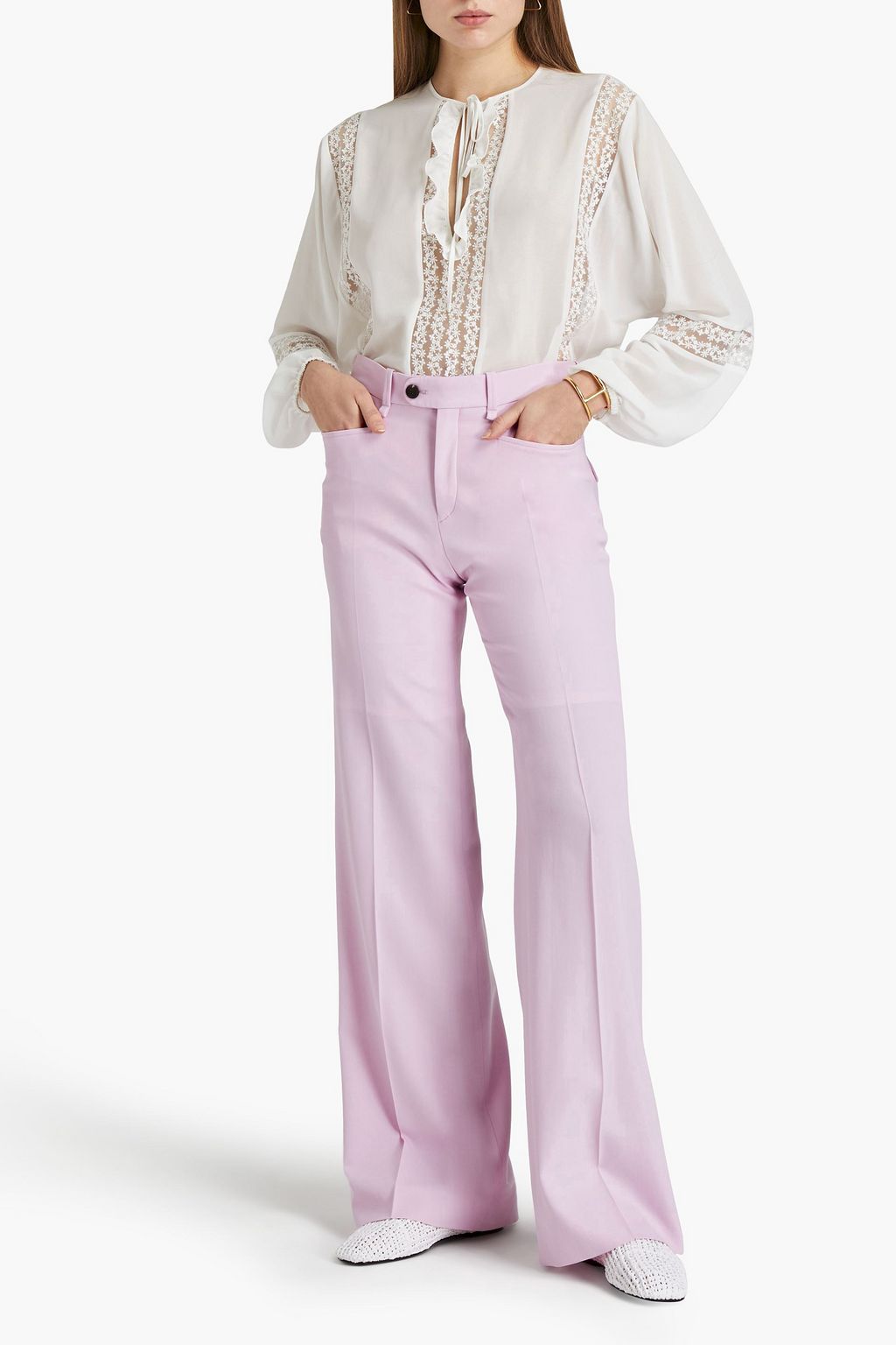 CHLOÉ Wool-crepe wide-leg pants