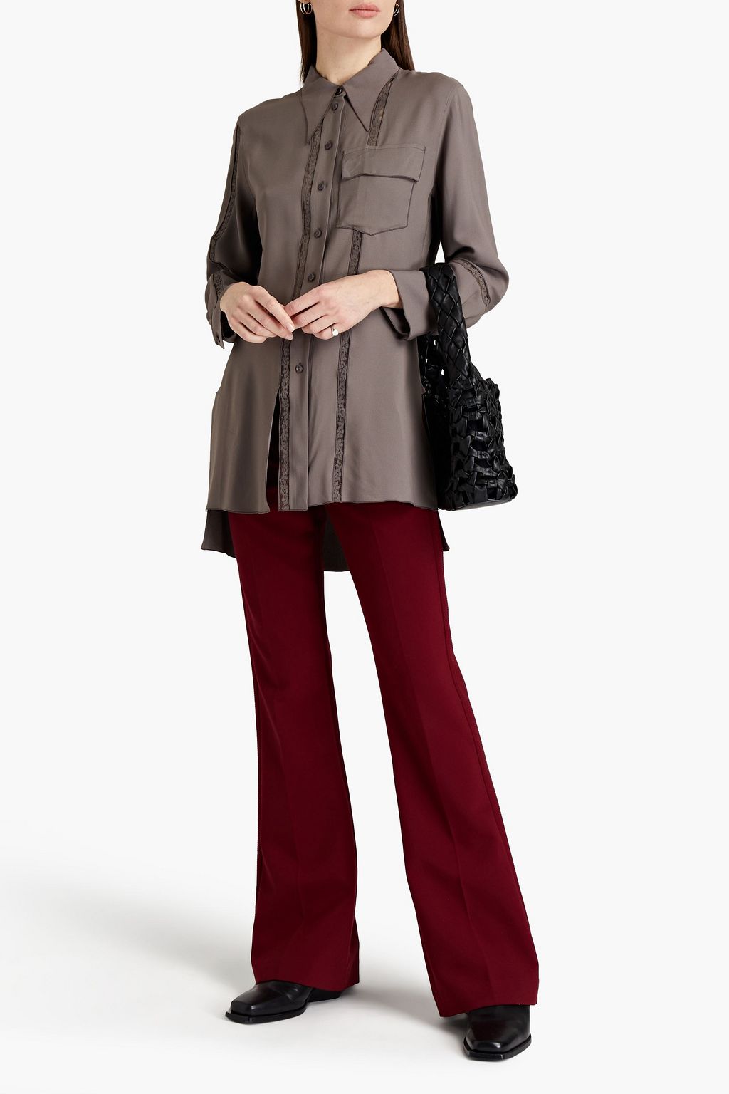 CHLOÉ Lace-trimmed twill shirt