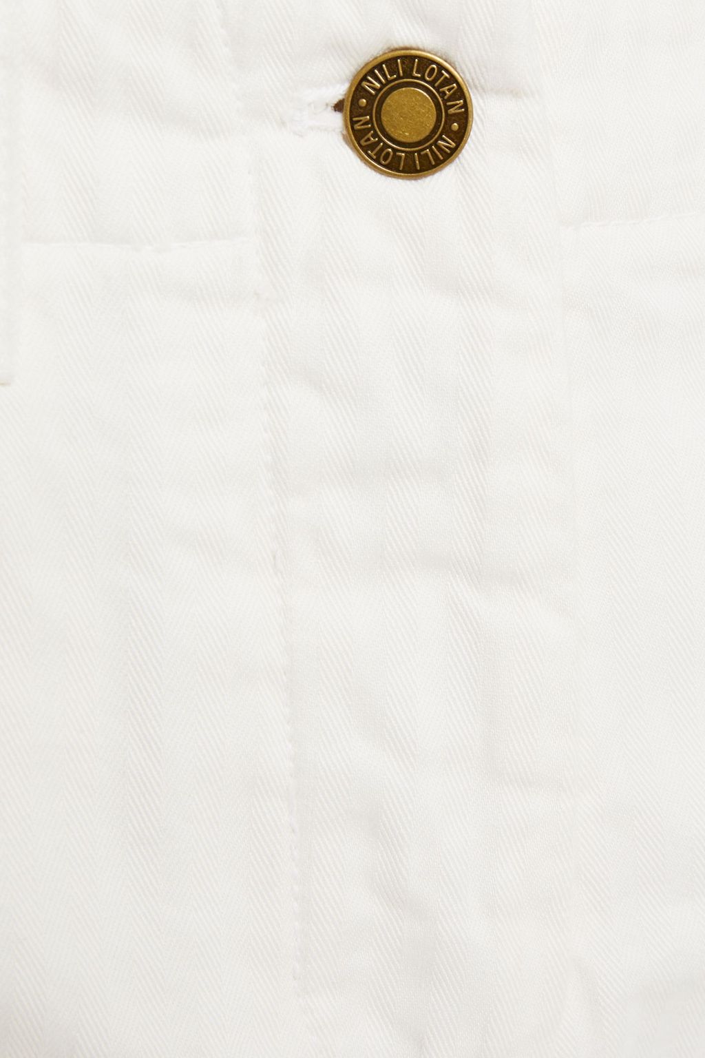 NILI LOTAN Tomboy cropped herringbone cotton straight-leg pants